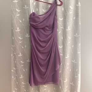 David's Bridal One Shoulder Purple Dress
